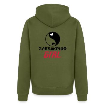Taekwondo Girl - Fille de Taekwondo - Veste à capuche bio Premium Unisexe - kaki - Dos - Nico (187cm)