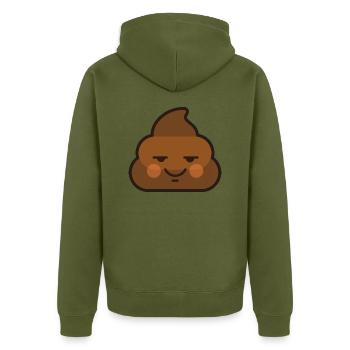 Kackhaufen Emoji cool böse badass Kot Wurst Kacke - Unisex Premium Bio Zip Hoodie - Khaki - Hinten - Nico (187cm)