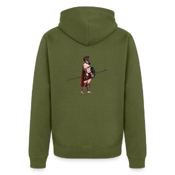 Odysseus, Ulysses, Griechische Mythologie - Unisex Premium Bio Zip Hoodie - Khaki - Hinten - Nico (187cm)