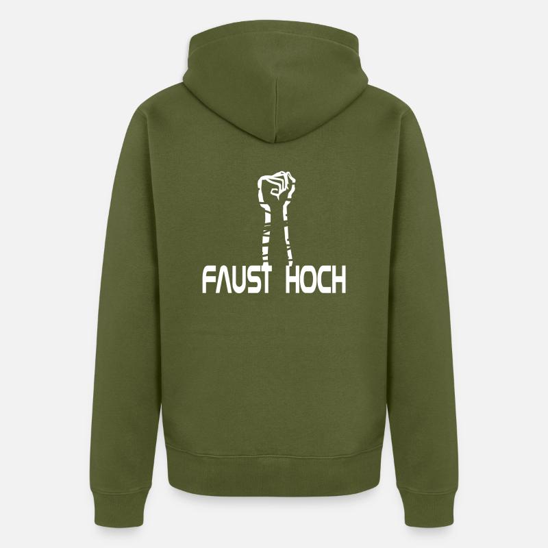 Faust hoch - Unisex Premium Bio Zip Hoodie - Khaki