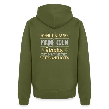 MAINE COON Haare gehören dazu - Unisex Premium Bio Zip Hoodie - Khaki - Hinten - Nico (187cm)