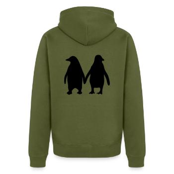 Penguins in love - love each other penguins - Unisex Premium Organic Zip Hoodie - khaki - Back - Nico (187cm)