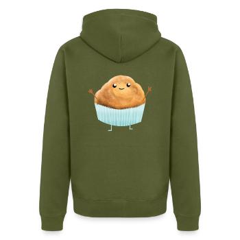 Muffin - Unisex Premium Bio Zip Hoodie - Khaki - Hinten - Nico (187cm)
