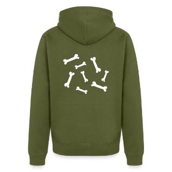 knochen muster tot viele skelett hundeknochen hund - Unisex Premium Bio Zip Hoodie - Khaki - Hinten - Nico (187cm)