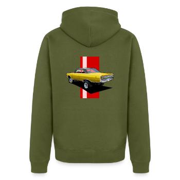Hot Rod - Unisex Premium Bio Zip Hoodie - Khaki - Hinten - Nico (187cm)