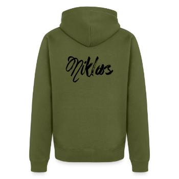 Niklas - Unisex Premium Bio Zip Hoodie - Khaki - Hinten - Nico (187cm)