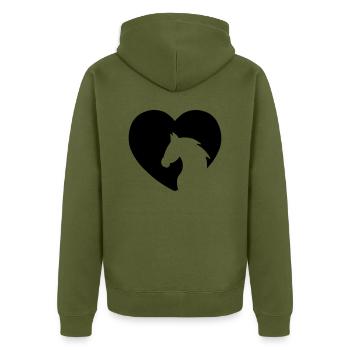 CHEVAL POUR MON CŒUR - Veste à capuche bio Premium Unisexe - kaki - Dos - Nico (187cm)