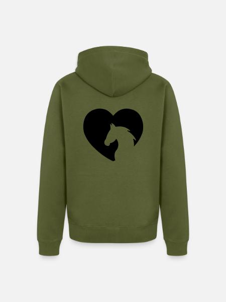 CHEVAL POUR MON CŒUR - Veste à capuche bio Premium Unisexe - kaki