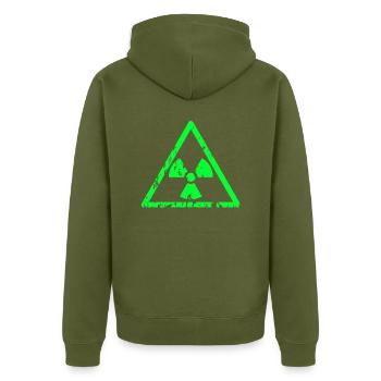 radioactive toxic green - Unisex Premium Bio Zip Hoodie - Khaki - Hinten - Nico (187cm)