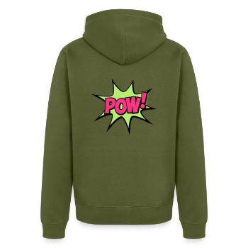 POW - Unisex Premium Bio Zip Hoodie - Khaki - Hinten - Nico (187cm)