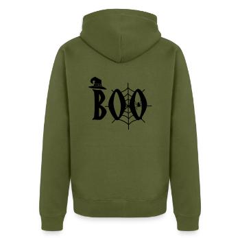 Boo Halloween - Unisex Premium Bio Zip Hoodie - Khaki - Hinten - Nico (187cm)
