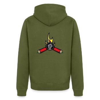 Cadeau de feux d'artifice pétards - Veste à capuche bio Premium Unisexe - kaki - Dos - Nico (187cm)