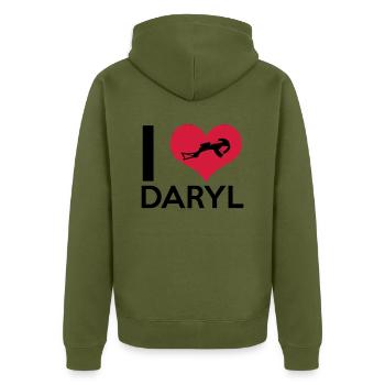 I Love Daryl - Veste à capuche bio Premium Unisexe - kaki - Dos - Nico (187cm)