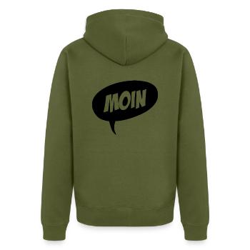 Moin - Unisex Premium Bio Zip Hoodie - Khaki - Hinten - Nico (187cm)