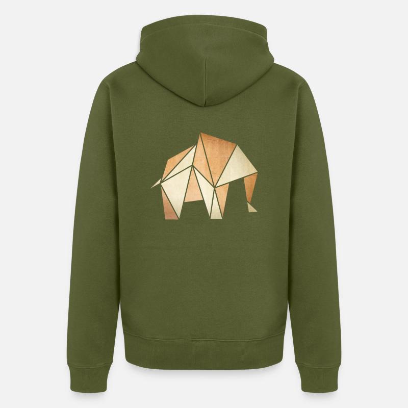 Origami: Elefant (Pergament-Optik) - Veste à capuche bio Premium Unisexe - kaki