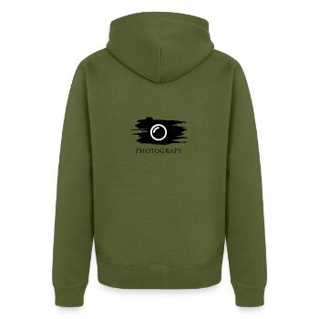 Photography, camera, Kamera, Logo - Unisex Premium Bio Zip Hoodie - Khaki - Hinten - Nico (187cm)