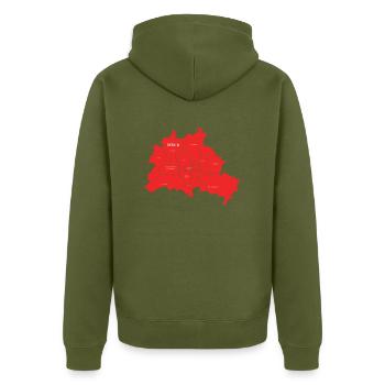 Plan de Berlin - Veste à capuche bio Premium Unisexe - kaki - Dos - Nico (187cm)