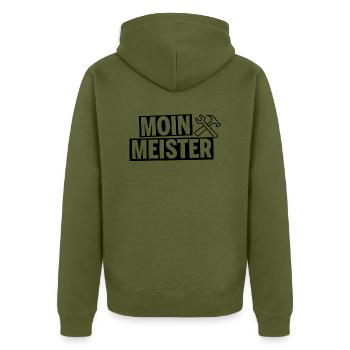 Moin Meister! Handwerker Lustig Geschenk Geselle - Unisex Premium Bio Zip Hoodie - Khaki - Hinten - Nico (187cm)
