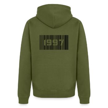Geburtsjahr Geburtstag Born In - Made in 1997 - Unisex Premium Bio Zip Hoodie - Khaki - Hinten - Nico (187cm)