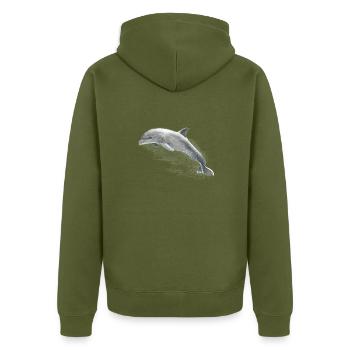 Delphin - Unisex Premium Bio Zip Hoodie - Khaki - Hinten - Nico (187cm)