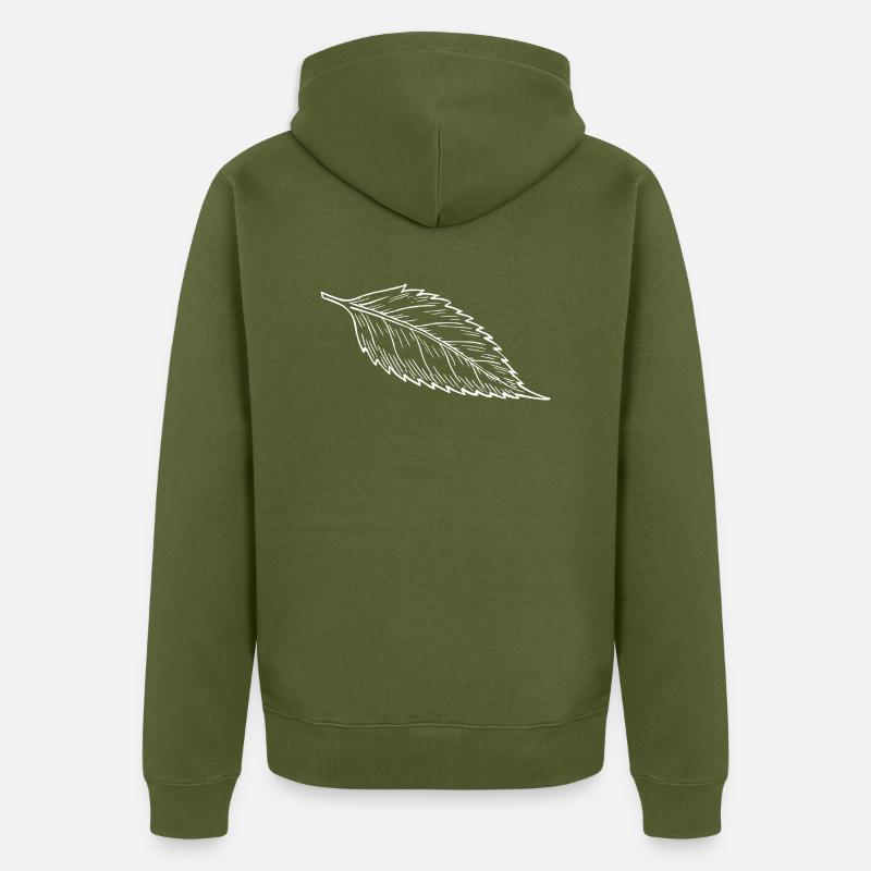 Feuille d’arbre, blanc - Veste à capuche bio Premium Unisexe - kaki