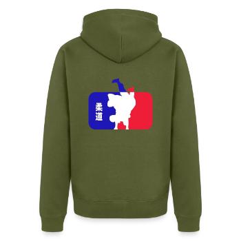 judo - Veste à capuche bio Premium Unisexe - kaki - Dos - Nico (187cm)