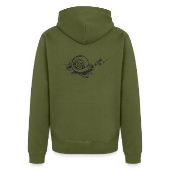 Turbo screw - Unisex Premium Organic Zip Hoodie - khaki - Back - Nico (187cm)