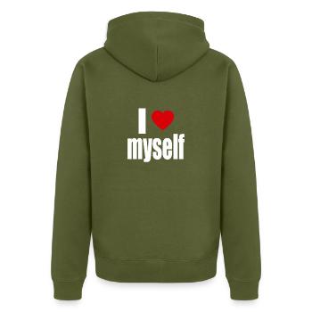 je m'aime - Veste à capuche bio Premium Unisexe - kaki - Dos - Nico (187cm)