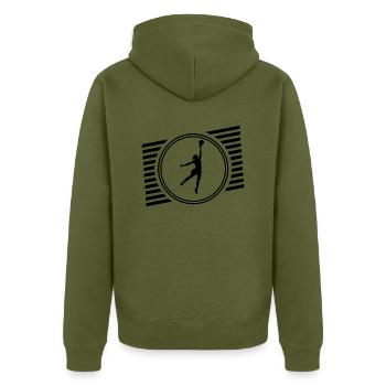 Basketballerin - Unisex Premium Bio Zip Hoodie - Khaki - Hinten - Nico (187cm)