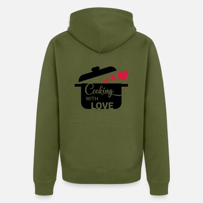 Cuisiner avec amour - Veste à capuche bio Premium Unisexe - kaki