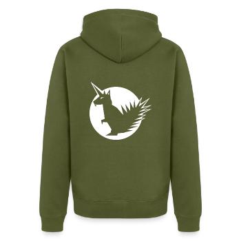Einhörnchen Official Girls - Unisex Premium Bio Zip Hoodie - Khaki - Hinten - Nico (187cm)