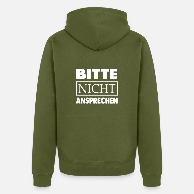 BITTE NICHT ANSPRECHEN - Unisex Premium Bio Zip Hoodie - Khaki