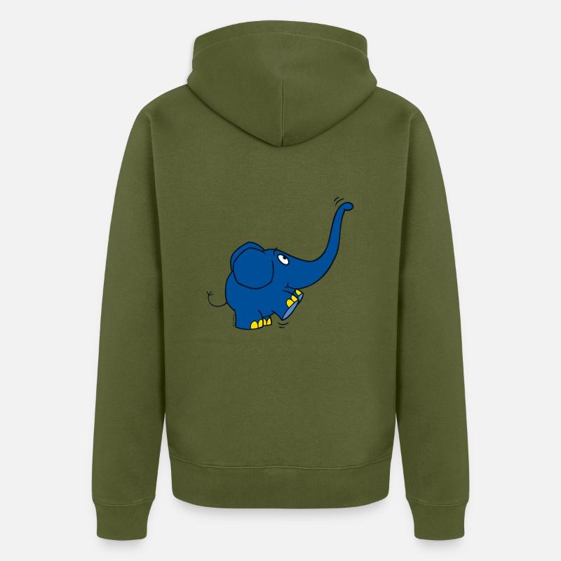 L’éléphant - trompe haute - Veste à capuche bio Premium Unisexe - kaki