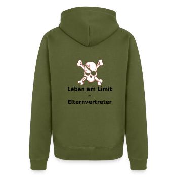 Leben am Limit Elternvertreter (black/white/red) - Unisex Premium Bio Zip Hoodie - Khaki - Hinten - Nico (187cm)