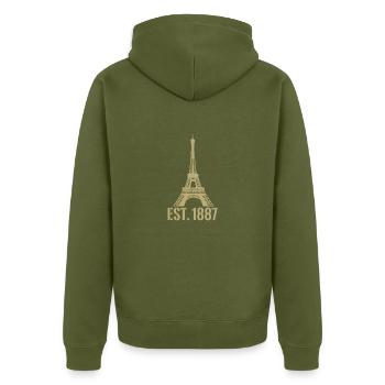 Eiffel tower - Unisex Premium Organic Zip Hoodie - khaki - Back - Nico (187cm)