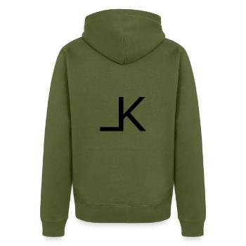 LK-Design - Unisex Premium Bio Zip Hoodie - Khaki - Hinten - Nico (187cm)