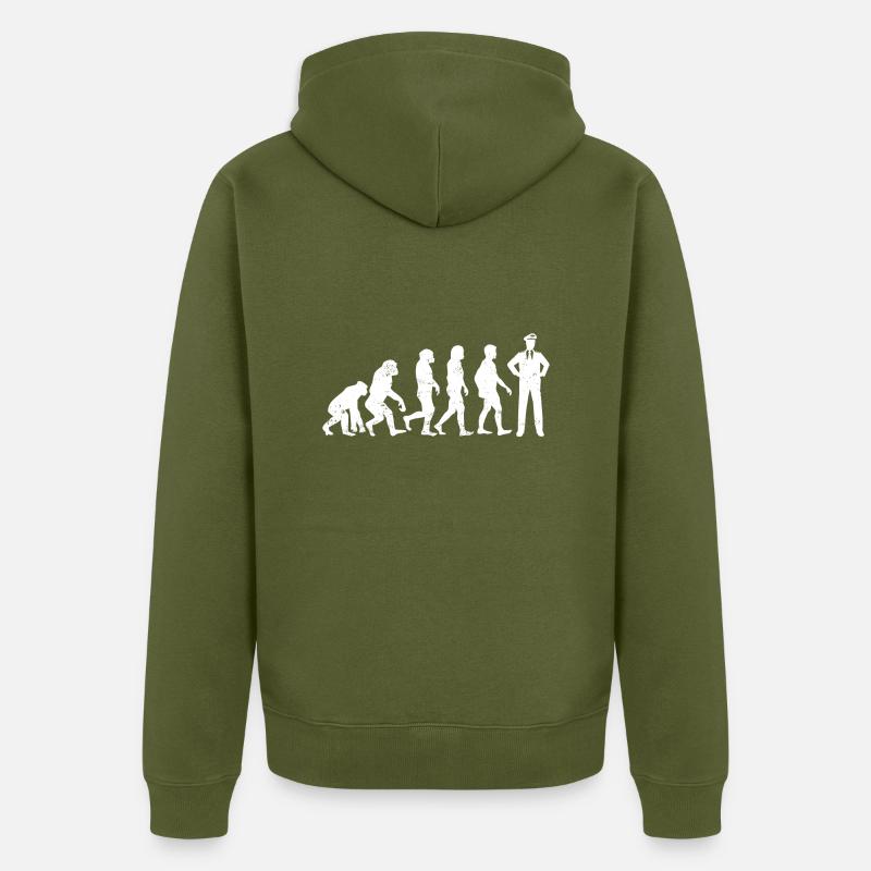 Evolution pilot airplane - Unisex Premium Organic Zip Hoodie - khaki