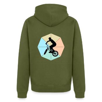 BMX - Unisex Premium Bio Zip Hoodie - Khaki - Hinten - Nico (187cm)