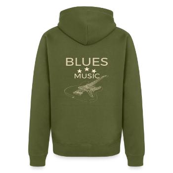 blues musik bass Design fuer Bluesmusiker - Unisex Premium Bio Zip Hoodie - Khaki - Hinten - Nico (187cm)