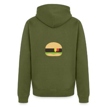 Burger - Unisex Premium Organic Zip Hoodie - khaki - Back - Nico (187cm)