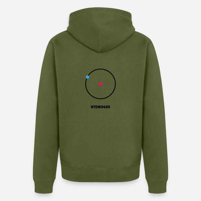 Hydrogen Atom Design Version 1 - Unisex Premium Bio Zip Hoodie - Khaki