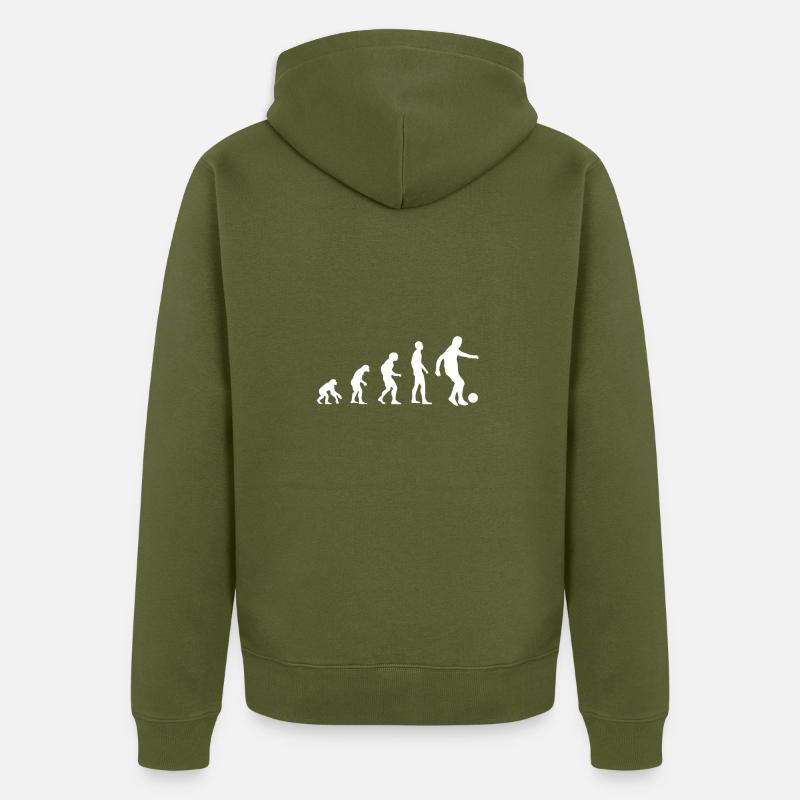 Fußball Evolution Geschenkidee - Unisex Premium Bio Zip Hoodie - Khaki