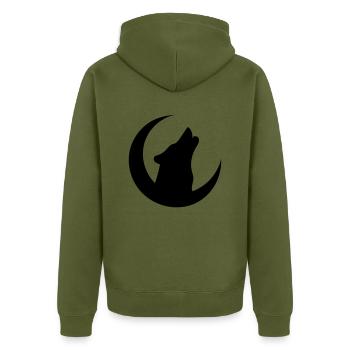 Wolf - Unisex Premium Bio Zip Hoodie - Khaki - Hinten - Nico (187cm)
