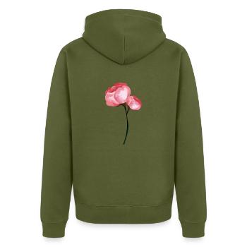 Flower Spring Peony Pink - Gift Idea - Unisex Premium Organic Zip Hoodie - khaki - Back - Nico (187cm)