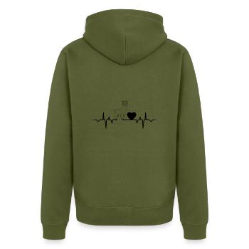 Battement de coeur de lama alpaga - Veste à capuche bio Premium Unisexe - kaki - Dos - Nico (187cm)