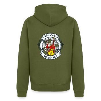 Rockabilly Music - Rock´n´Roll - Unisex Premium Bio Zip Hoodie - Khaki - Hinten - Nico (187cm)