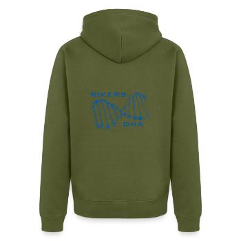 Bikers DNA Fahrradfahren Geschenk - Unisex Premium Bio Zip Hoodie - Khaki - Hinten - Nico (187cm)