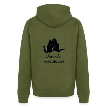 Freunde Mehr Als Das Bindung Familie Umarmung Love - Unisex Premium Bio Zip Hoodie - Khaki - Hinten - Nico (187cm)