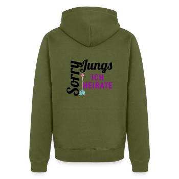 Braut JGA Jungesellinnenabschied Polterabend Crew - Unisex Premium Bio Zip Hoodie - Khaki - Hinten - Nico (187cm)