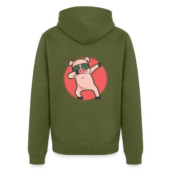 Dabbing Pic Pig dab cool dance move - Unisex Premium Organic Zip Hoodie - khaki - Back - Nico (187cm)